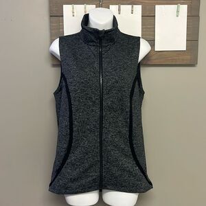 Under Armour Heather Black Sleeveless Athletic  Mock Neck Layering Zip Vest-Med